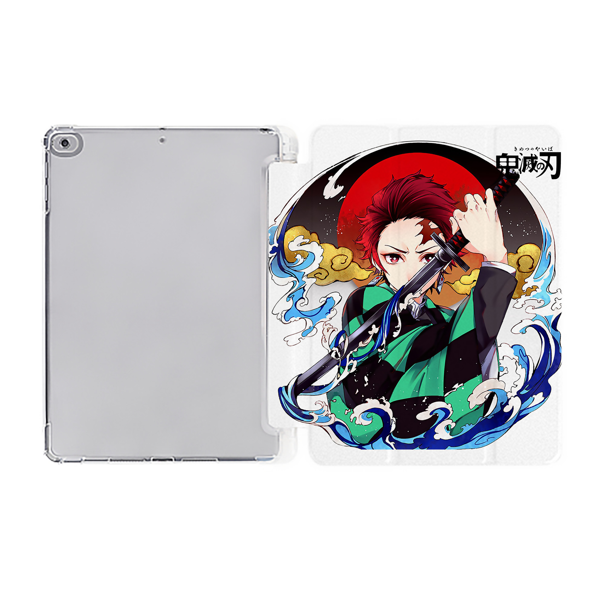 （画像用） 鬼滅の刃 竈門 炭治郎／かまど たんじろう Kamado Tanjirou IPad ケース ペン収納付き 三つ折りスタンド PUレザー×シリコン 対応機種9.5/10.5/10.9インチ